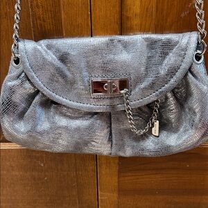 Nine West Metallic Silver Chain Shoulder Bag